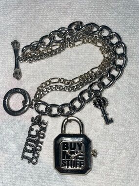 Juicy Couture Rare Bracelet with 'BUY MORE STUFF' Lock Charm